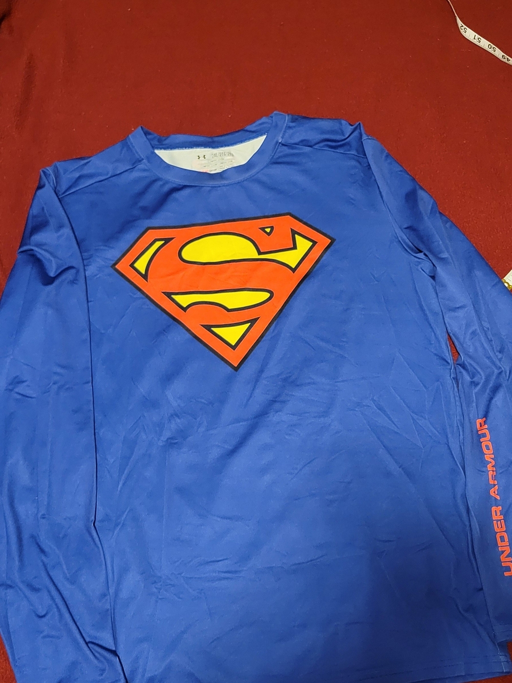 Under Armour Blue Superman Logo Long Sleeve Shirt
